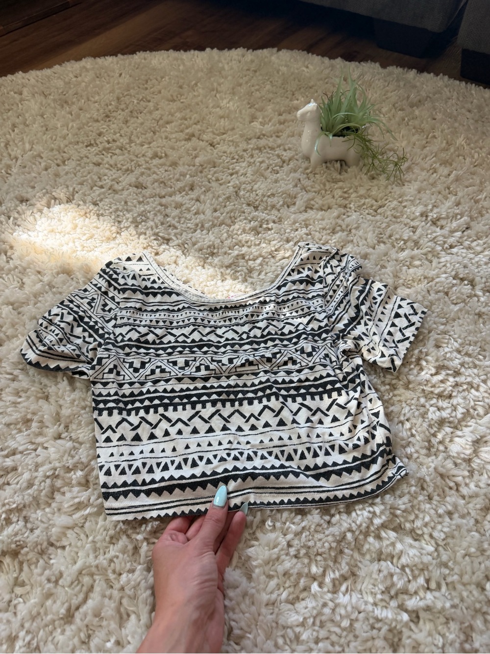 Black & White Geometric summer tribal comfy cute Crop Top - Women